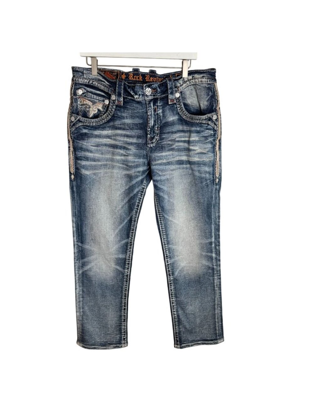 Rock Revival Men's Dimitri Straight Leg Embellished Jeans, Size 34